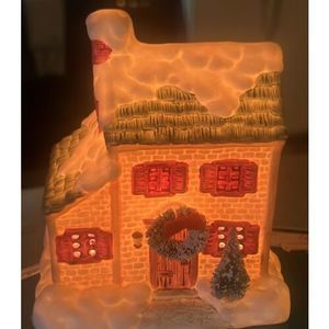 Vintage Christmas Valley Porcelain Light Christmas Village House 1990 In Box
